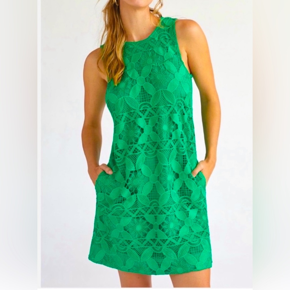 Anthropologie green lace dress in Small